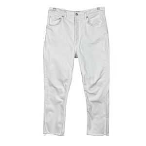 AGOLDE Riley High Rise Straight Crop Jeans White Raw Hem Women's Size 31